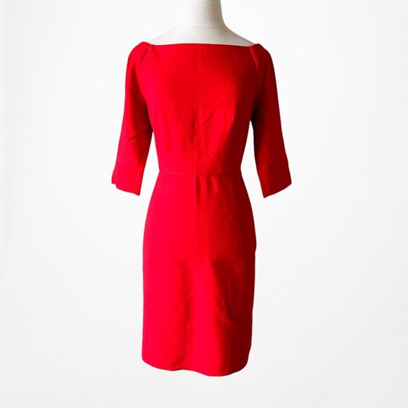 Vintage Y2K Red Quarter Sleeve Knee Length Bodycon Cocktail Dress Size M - Picture 3 of 6